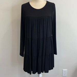 Jolie Flowy Black Long Sleeve Dress